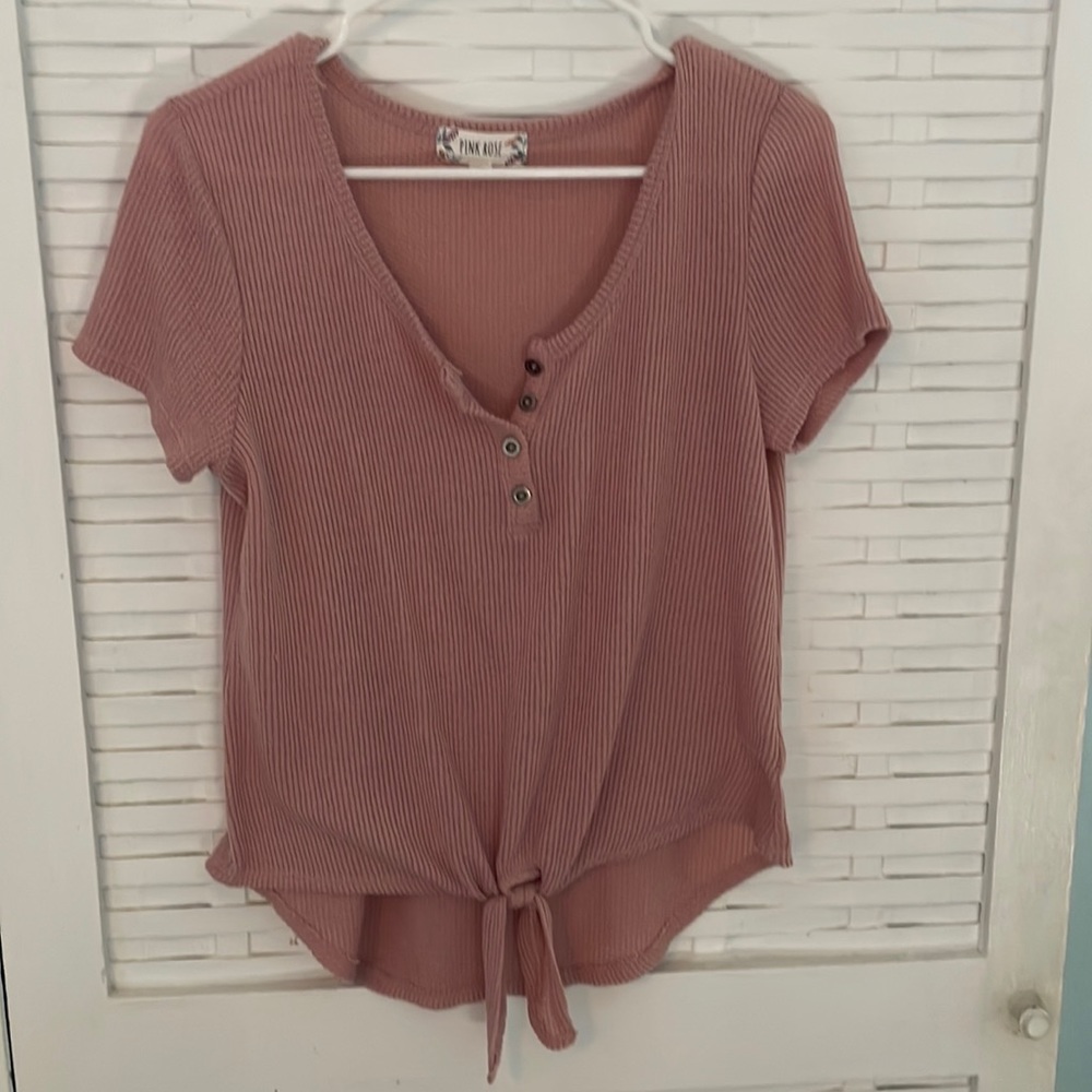 Pink Rose knit cap sleeve top